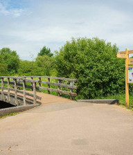 The signposted start of a walking trail at moors valley country park