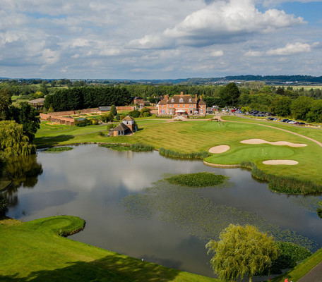Looking across the lake towards the golf course and Manor House at The Astbury
